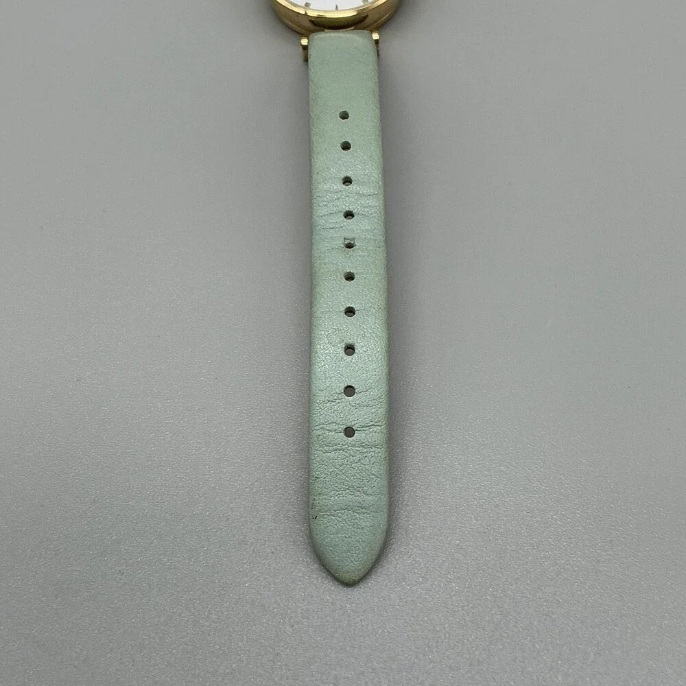 Olivia Burton Womens Watch 29mm Bee Logo Mint Green Leather Gold Tone New Batt
